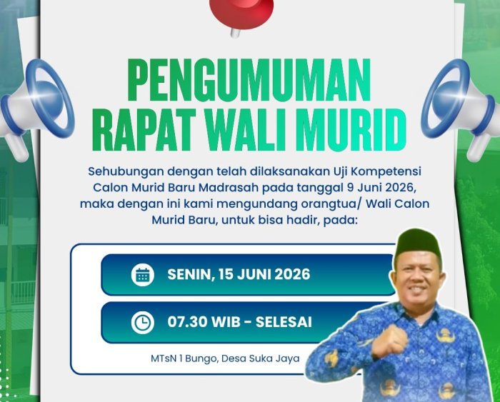 Pasca Tes Kompetensi Akademik, MTsN 1 Bungo Siap Gelar Pertemuan Strategis Bersama Orang Tua Calon Murid Baru