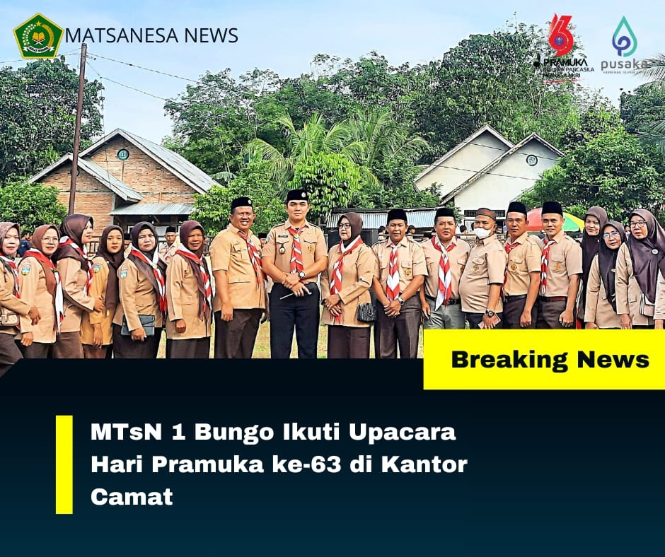 Memperingati Hari Pramuka ke-63, MTsN 1 Bungo Ikuti Upacara di Kantor Camat Muko-muko Bathin VII 