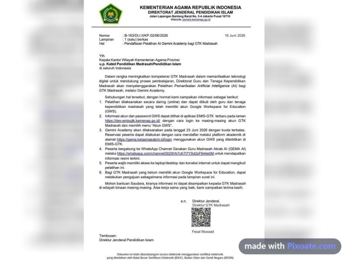 Tindak Lanjuti Edaran Direktur GTK Madrasah, MTsN 1 Bungo Siapkan GTK Daftar Gemini Academy