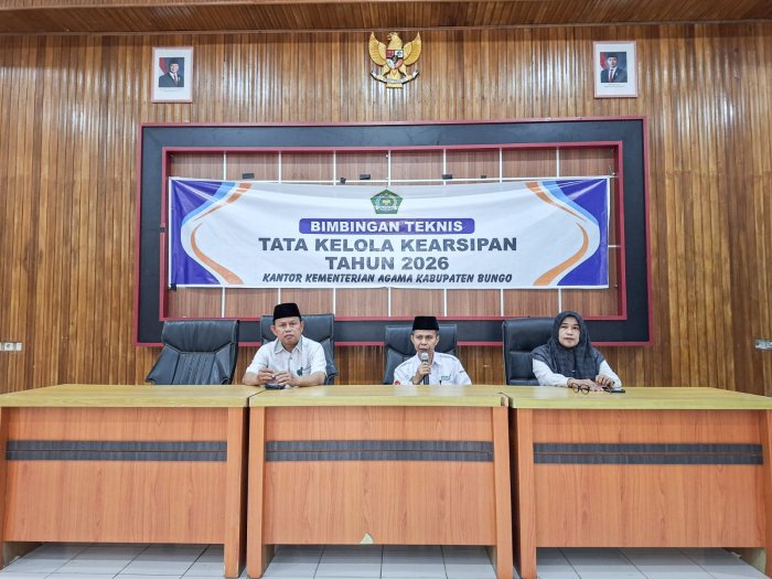Perkuat Tata Kelola Arsip, Staf MTsN 1 Bungo Ikuti Bimbingan Teknis di Kantor Kementerian Agama Kabupaten Bungo